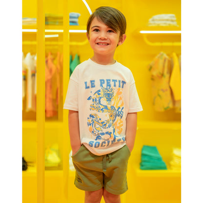 Dragon Streetwear - Kids Shorts in Green by Le Petit Society — image 2