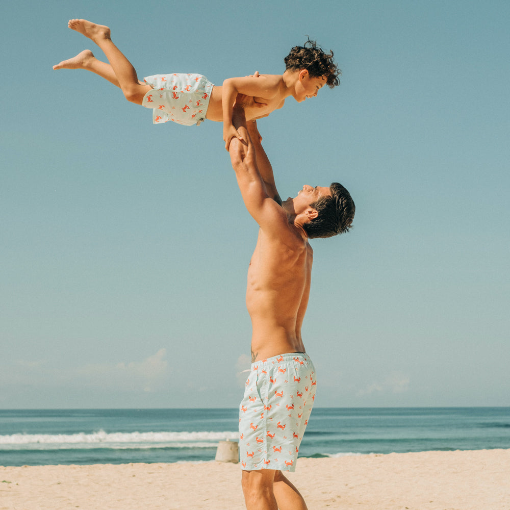 Swim Shorts in Crab Print (Kids) by Le Petit Society