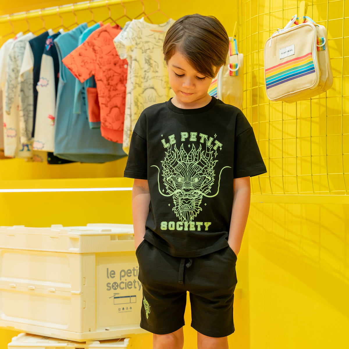 Dragon Streetwear - Kids Tee in Black Dragon by Le Petit Society — image 2