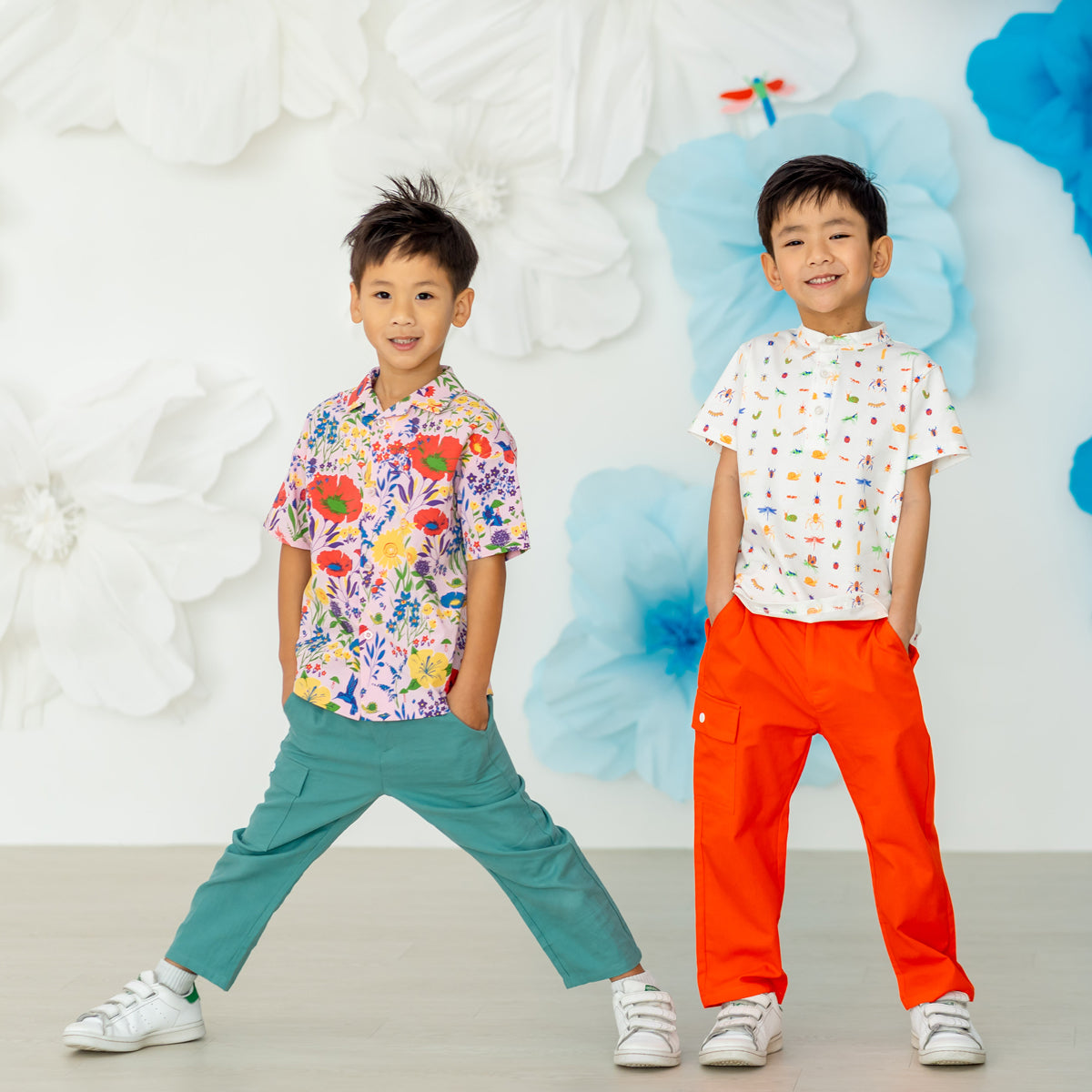 Kids Utility Pants in Green by Le Petit Society — image 2