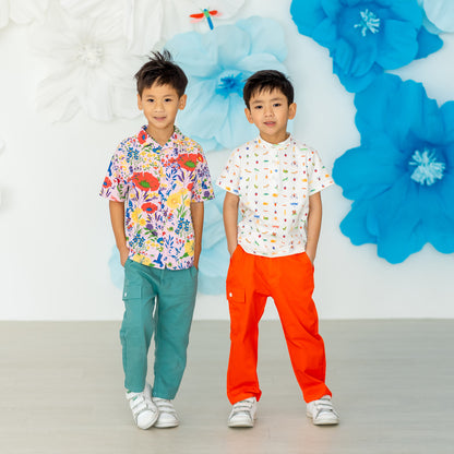 Kids Utility Pants in Green by Le Petit Society — image 3
