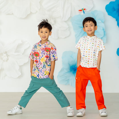 Kids Utility Pants in Orange by Le Petit Society — image 5
