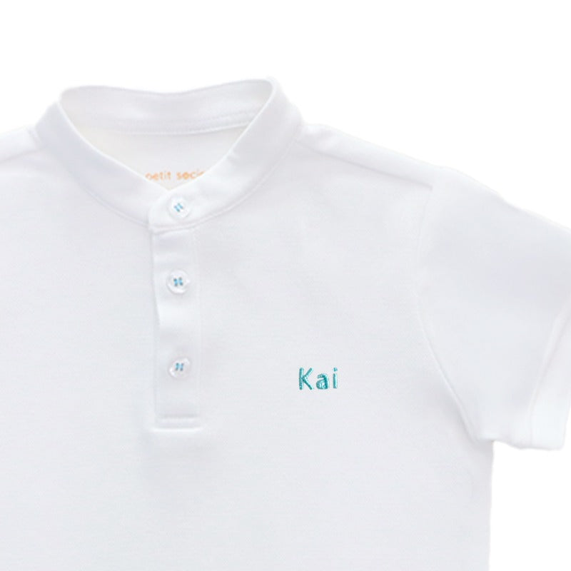 Polo Series - Boys Polo Shirt in White by Le Petit Society — image 4