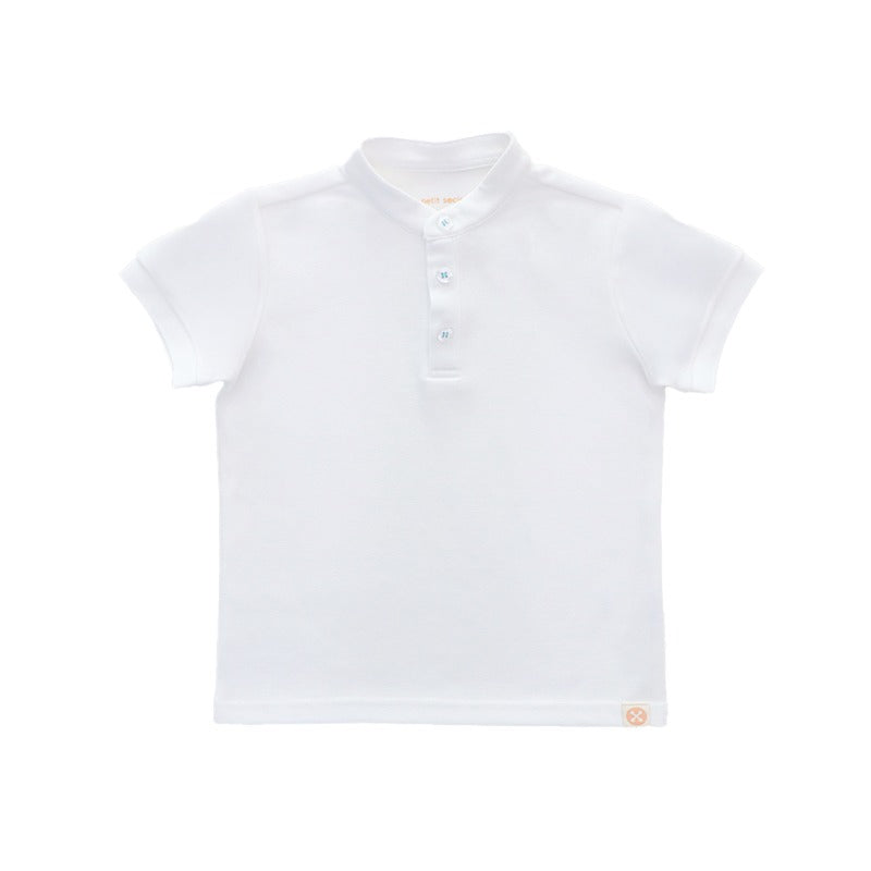 Polo Series - Boys Polo Shirt in White by Le Petit Society — image 5