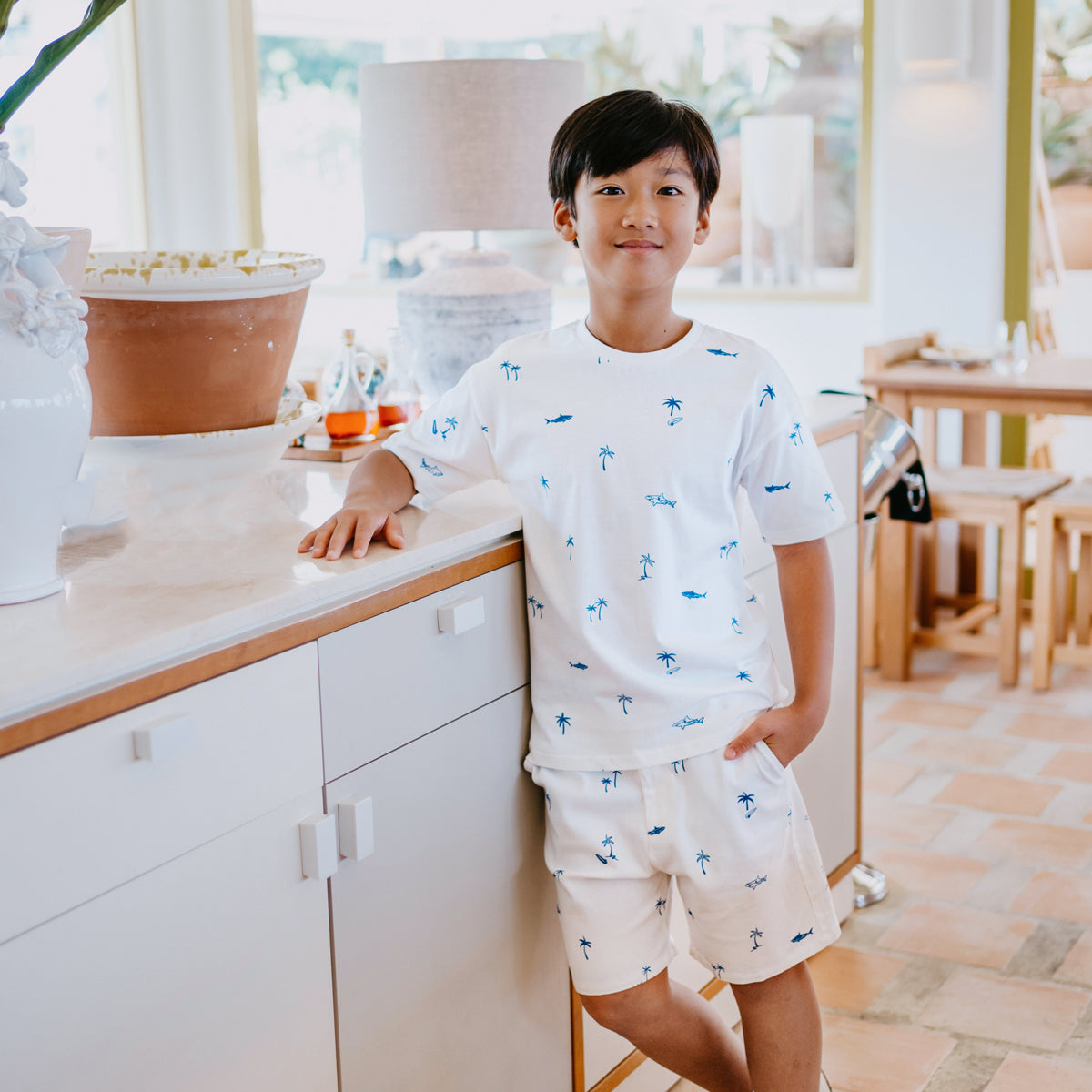 Resort Series - Kids Boxy Tee in Surf Print by Le Petit Society — image 2