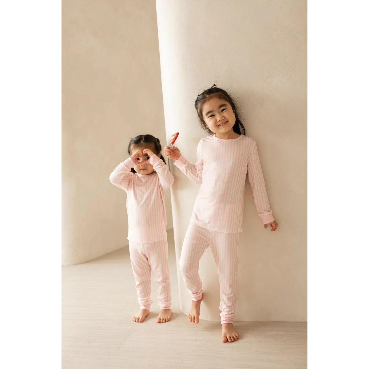 Kids Long Pyjamas Set in Pink Stripes by Selenight Co — image 11