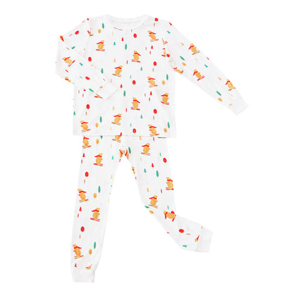 Kids Bamboo Pyjamas in Ski Bear Print by Le Petit Society — image 7