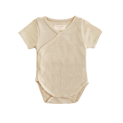 Baby Organic Kimono Romper in Beige by Le Petit Society — image 3