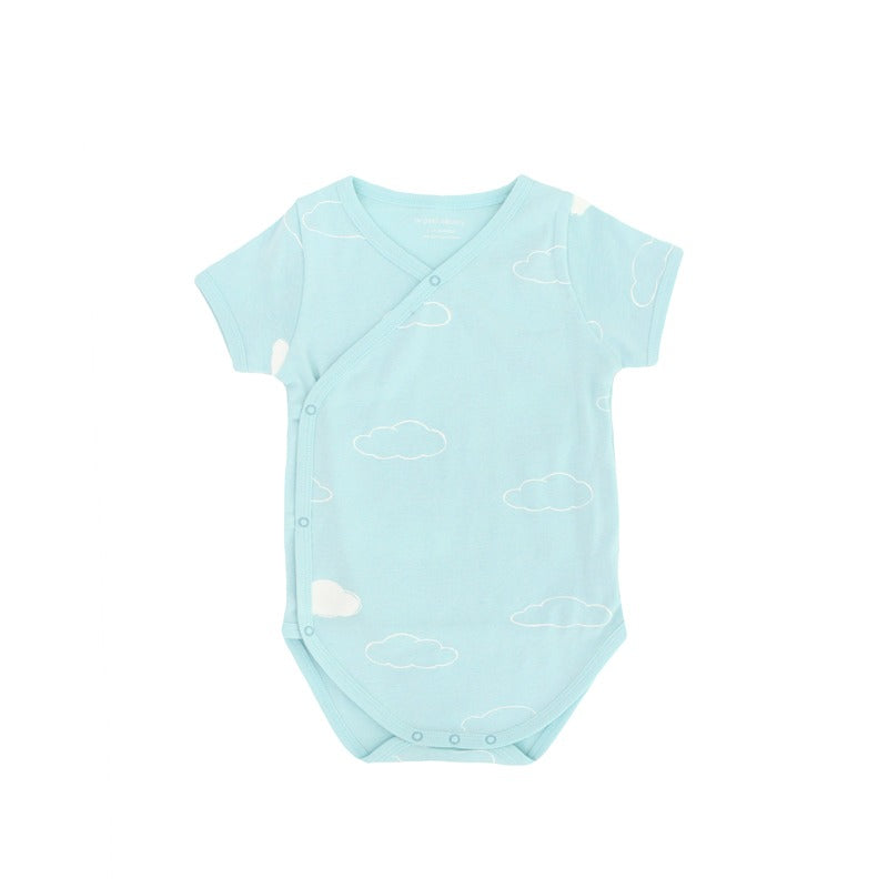 Baby Organic Kimono Romper in Cloud Print by Le Petit Society — image 7