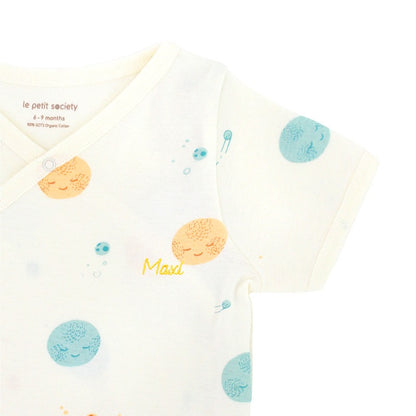 Baby Organic Kimono Romper in Planets Print by Le Petit Society — image 3
