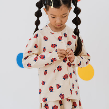 Made For Play - Kids Cardigan in Ladybug Print by Le Petit Society — image 2