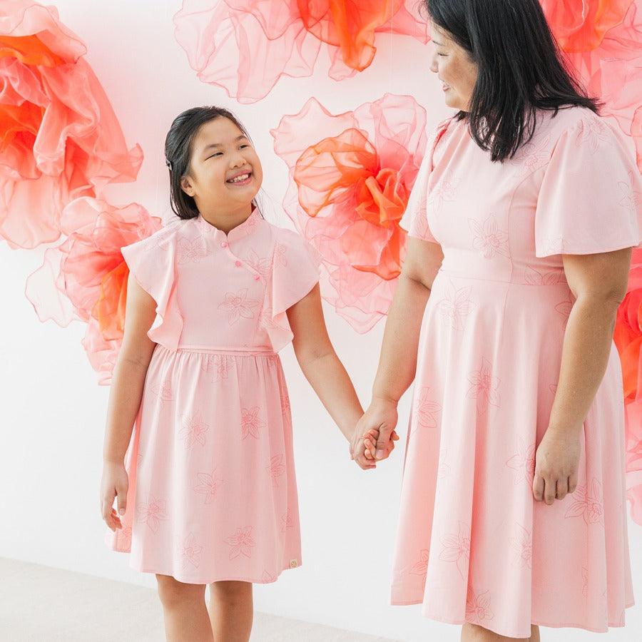 Heritage Series - Girls Cheongsam in Pink Lilies by Le Petit Society — image 2