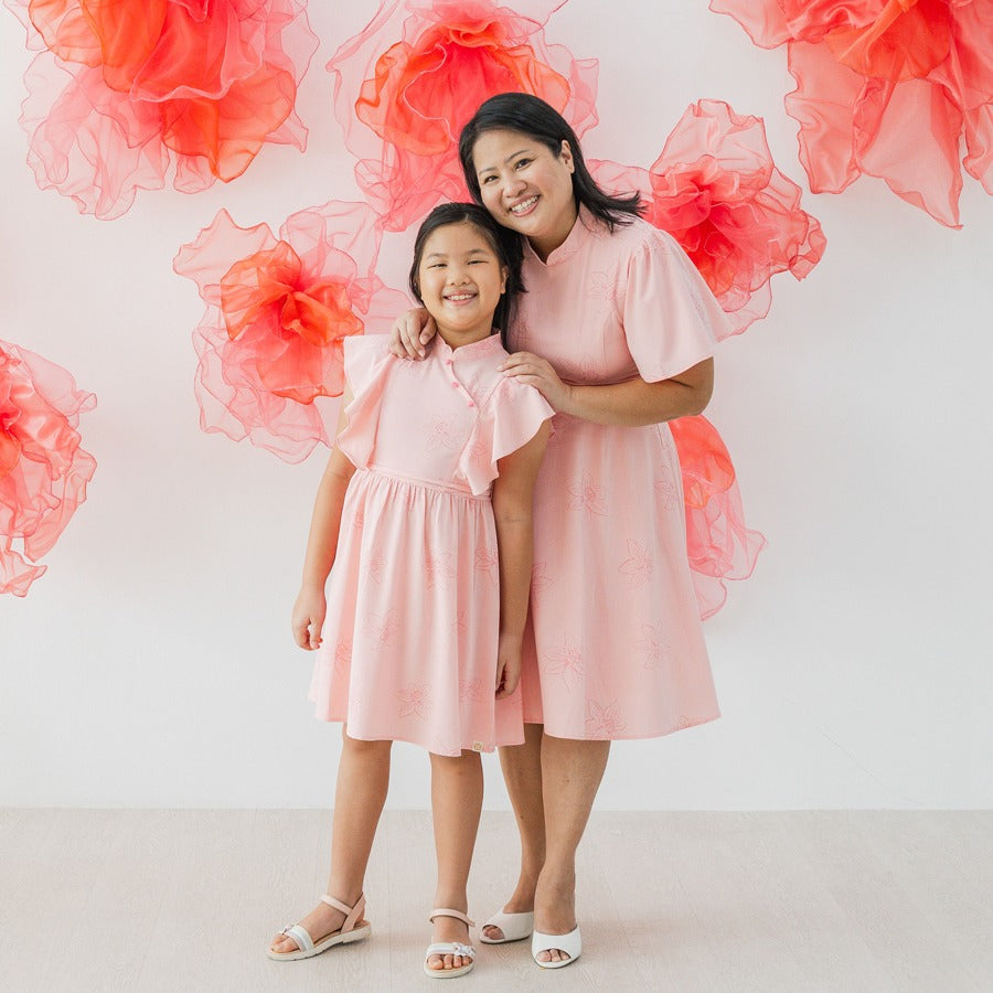 Heritage Series - Girls Cheongsam in Pink Lilies by Le Petit Society — image 3