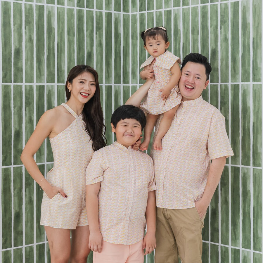 Heritage Series - Men's Mandarin Shirt in HDB Tweed Print (Classic Fit) by Le Petit Society — image 3