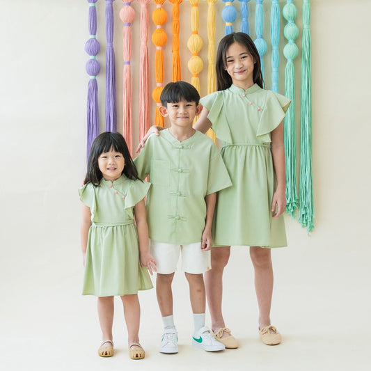 Heritage Series - Girls Cheongsam in Jade by Le Petit Society