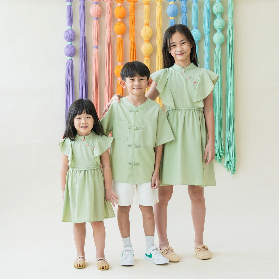 Heritage Series - Girls Cheongsam in Jade by Le Petit Society — image 11