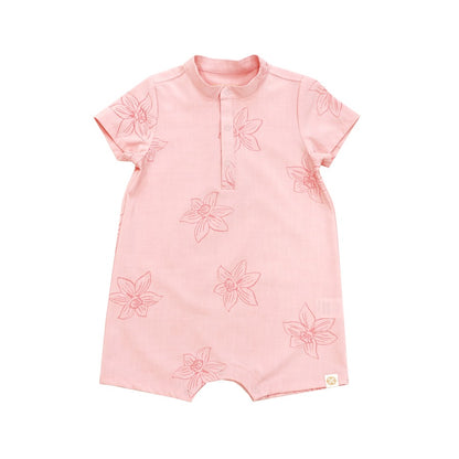 Heritage Series - Baby Boy Romper in Pink Lilies by Le Petit Society — image 3
