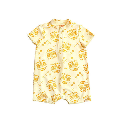 Lion Dance Series - Baby Boy Romper in Yellow by Le Petit Society — image 4