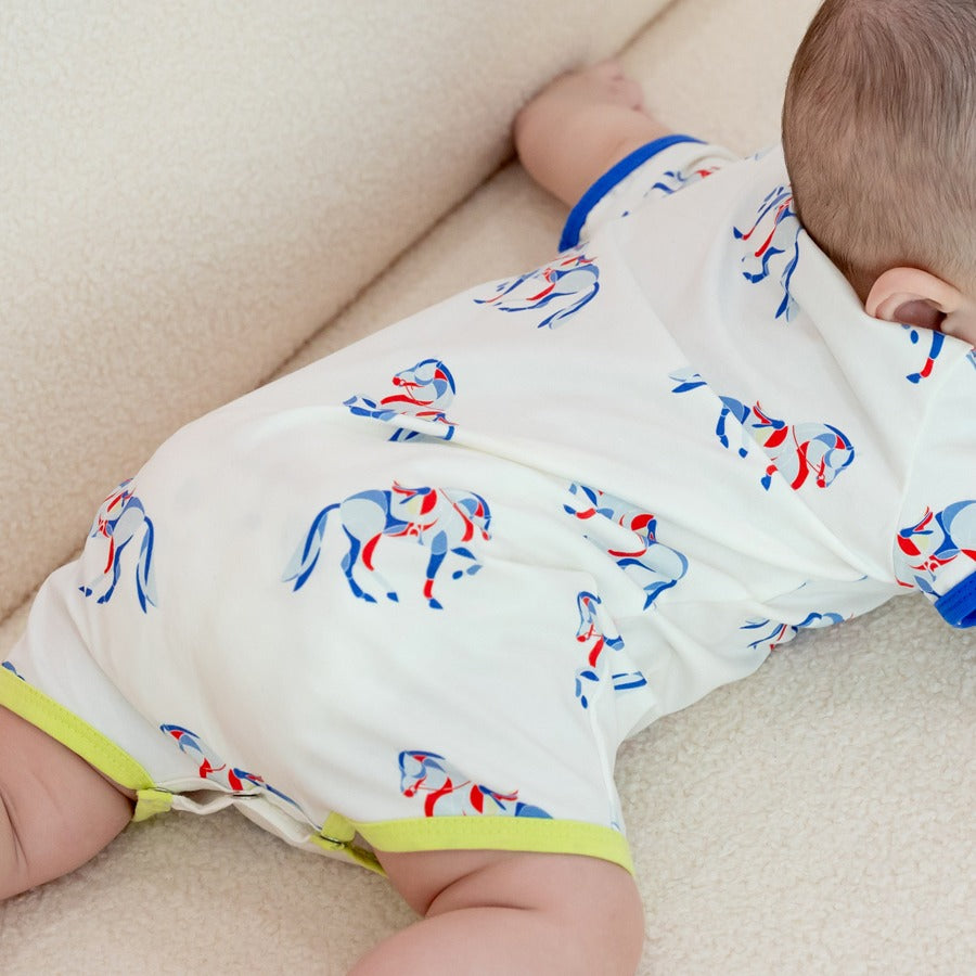 Zodiac Series - Baby Romper in Horse Print by Le Petit Society — image 3