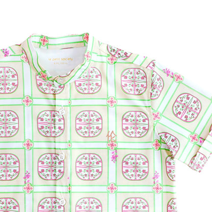Heritage Series - Boys Shirt in Beige Peranakan Print by Le Petit Society — image 6