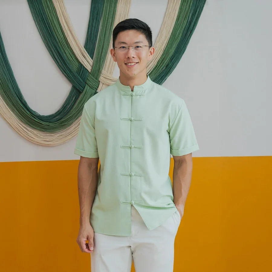 Heritage Series - Men's Mandarin Shirt in Jade (Classic Fit) by Le Petit Society — image 9