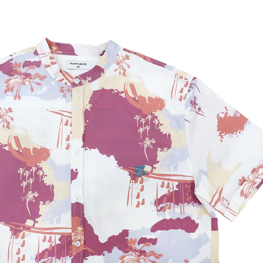 Heritage Series - Men's Mandarin Shirt in MBS Sunset Skyline Print (Classic Fit) by Le Petit Society — image 9