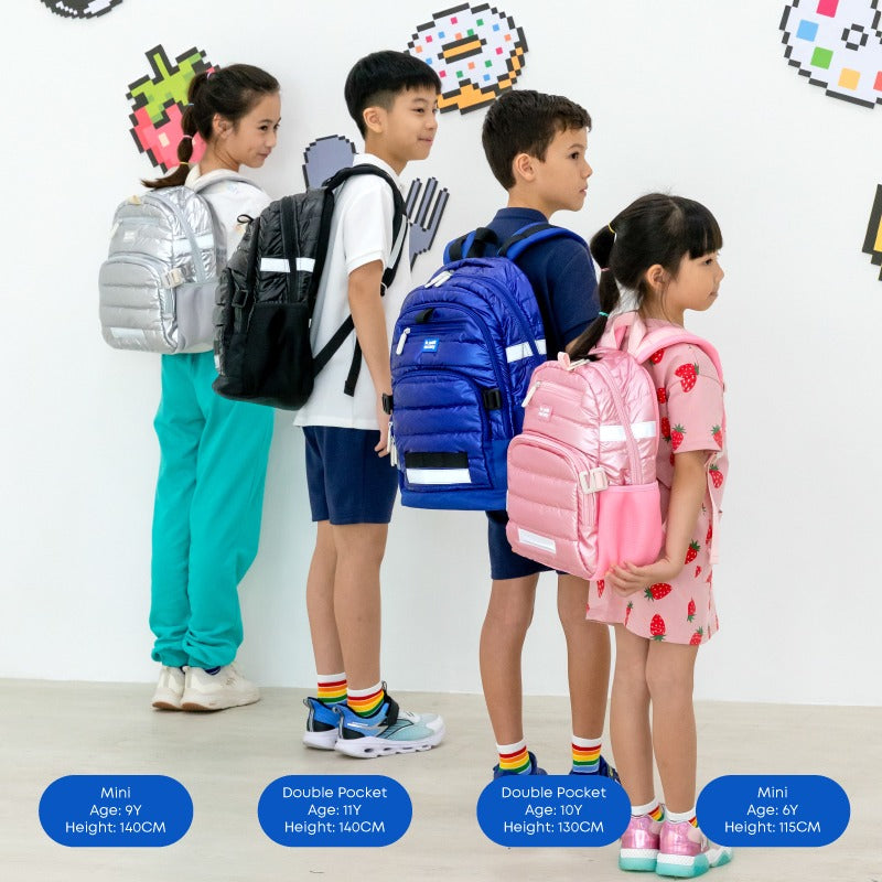 Double Pocket Backpack in Navy Puffer by Le Petit Society — image 6
