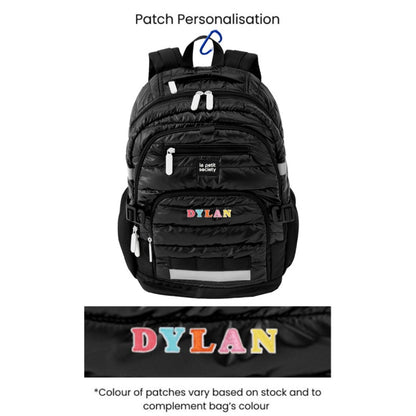 Double Pocket Backpack in Black Puffer by Le Petit Society — image 6