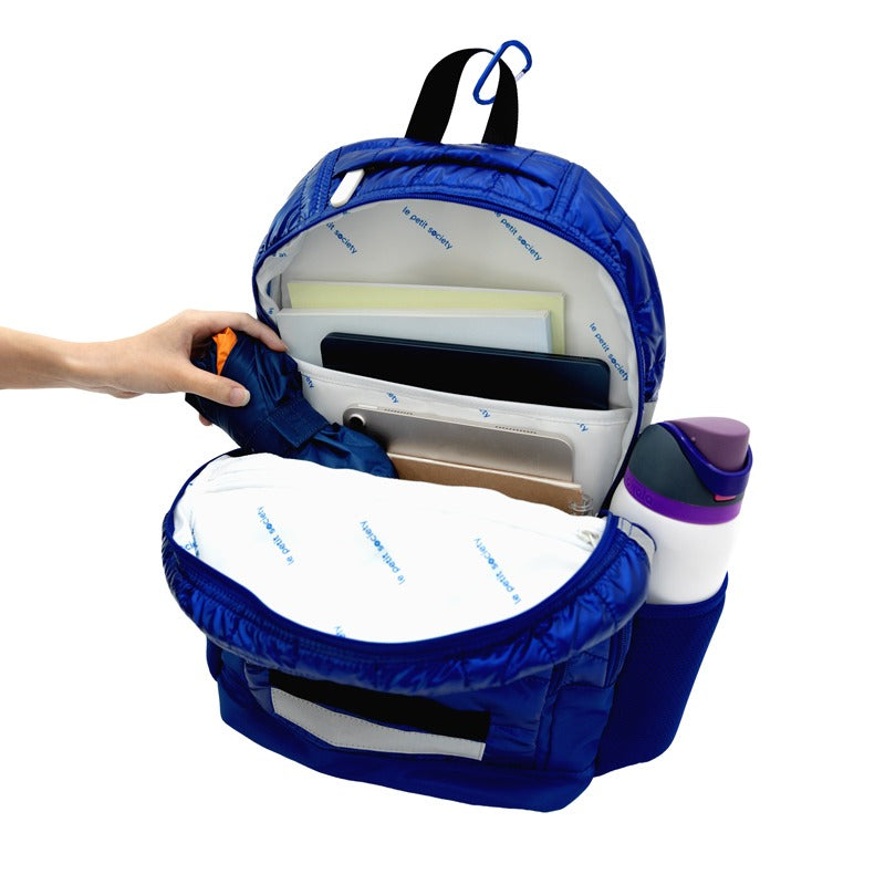 Double Pocket Backpack in Navy Puffer by Le Petit Society — image 9