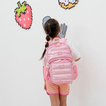 Mini Backpack and Lunch Bag Bundle in Pink Puffer by Le Petit Society — image 2
