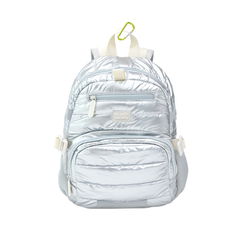 Mini Backpack and Lunch Bag Bundle in Silver Puffer by Le Petit Society — image 6