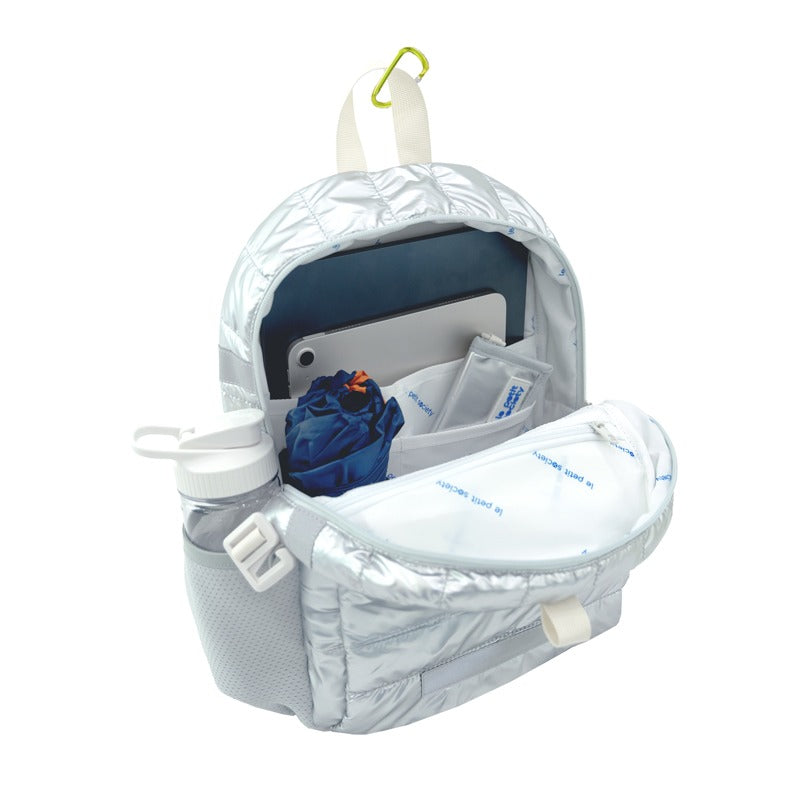Mini Backpack and Lunch Bag Bundle in Silver Puffer by Le Petit Society — image 8