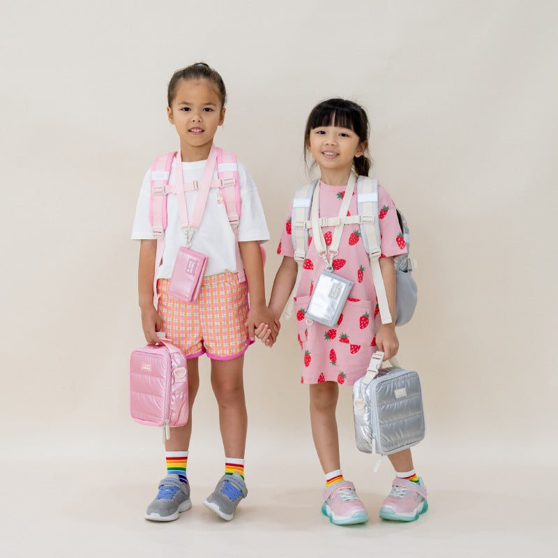 Mini Backpack and Lunch Bag Bundle in Silver Puffer by Le Petit Society — image 3