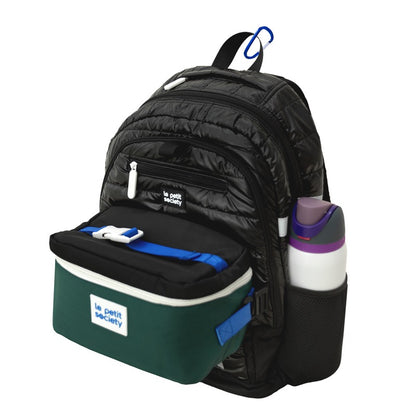 Double Pocket Backpack in Black Puffer by Le Petit Society — image 7