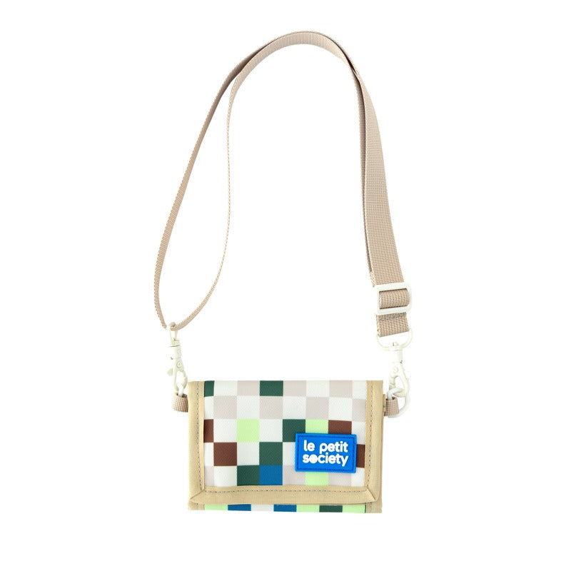 Kids Wallet With Lanyard in Arcade Sand by Le Petit Society