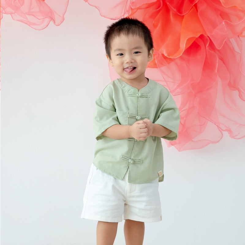 Bermuda Shorts with Adjustable Waistband - White by Le Petit Society — image 3