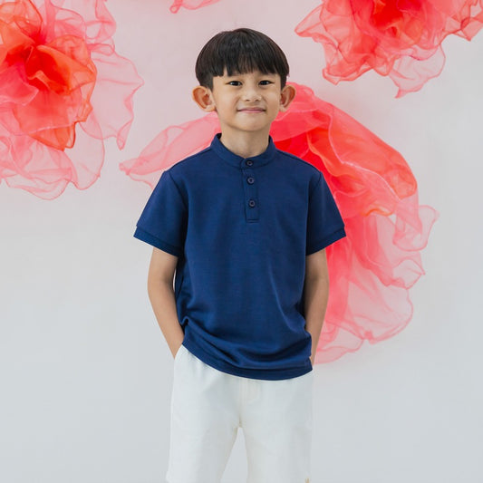 Polo Series - Boys Polo Shirt in Navy by Le Petit Society