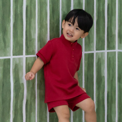 Polo Series - Boys Polo Shirt in Red by Le Petit Society — image 7