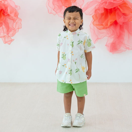 Heritage Series - Boys Shirt in Tropical Durian Print by Le Petit Society