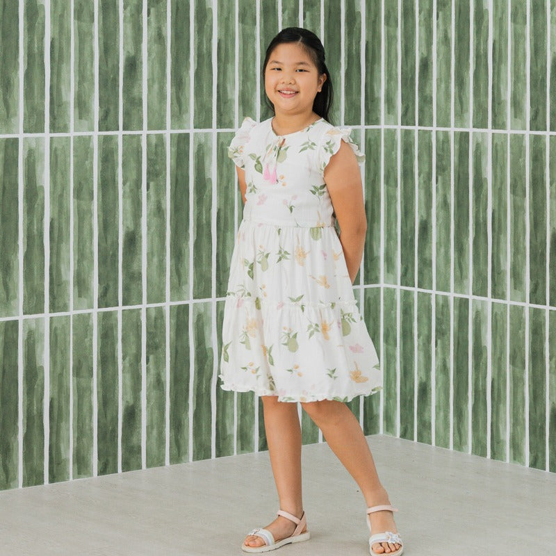 Heritage Series - Girls Dress in Tropical Durian Print by Le Petit Society — image 2