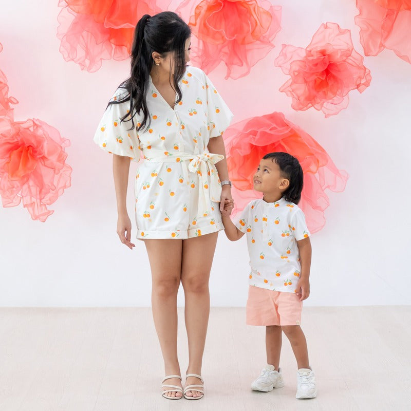 Mandarin Orange Series - Ladies Romper in Classic Orange Print by Le Petit Society — image 4