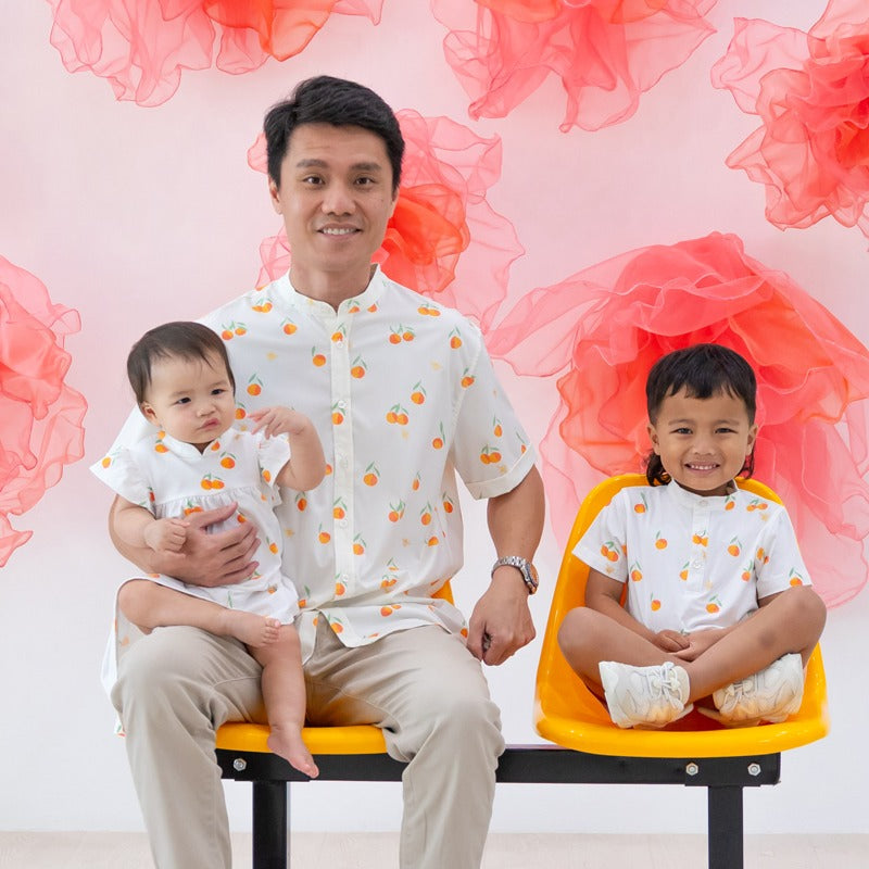 Mandarin Orange Series - Men's Mandarin Shirt in Classic Orange Print (Classic Fit) by Le Petit Society — image 2