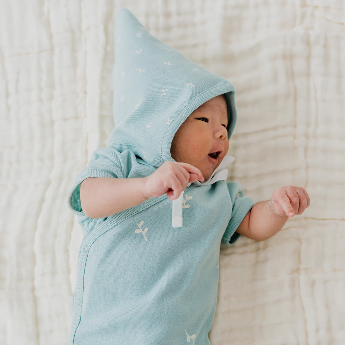 Organic Baby Bonnet Hat in Leaf Print by Le Petit Society — image 5