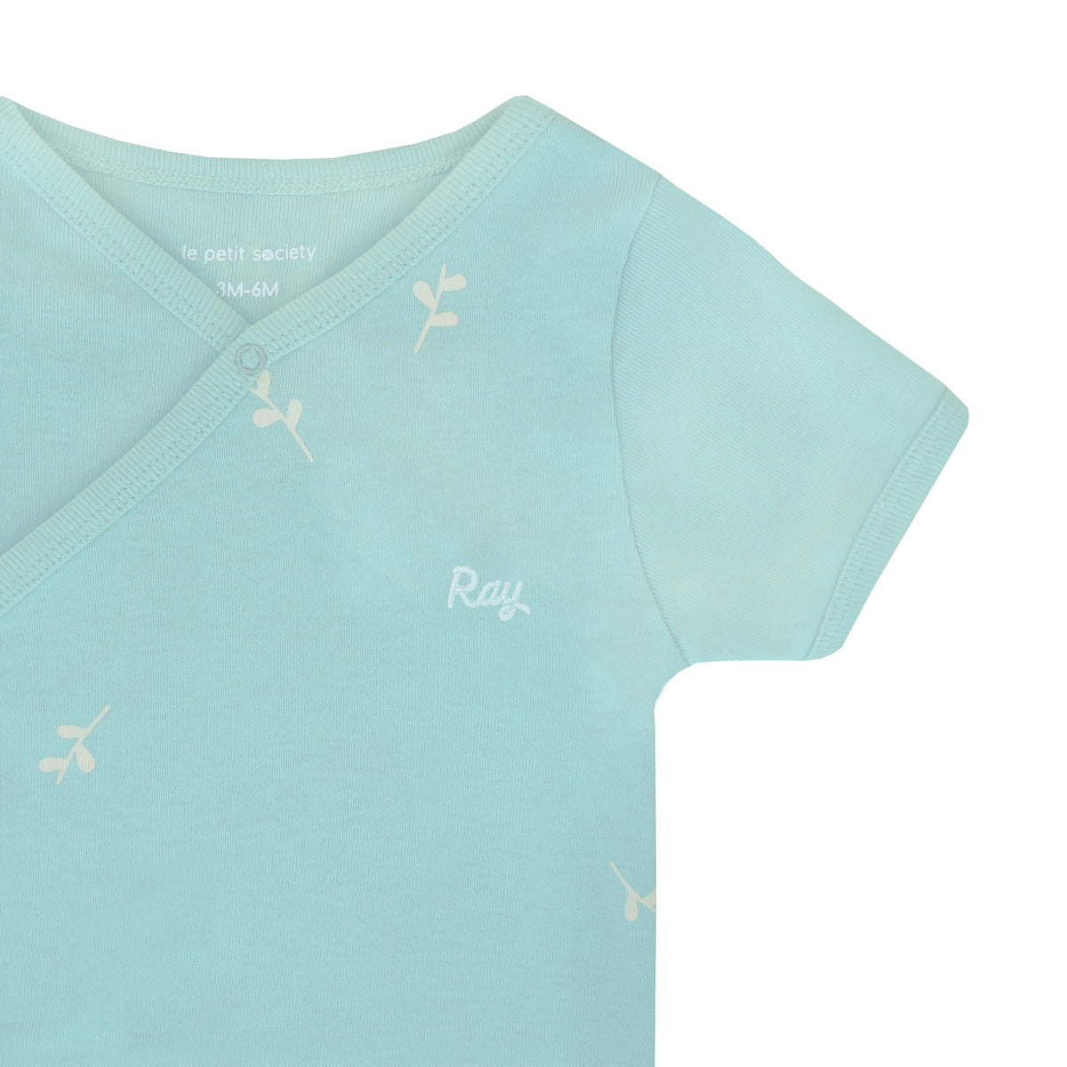 Baby Organic Kimono Romper in Leaf Print by Le Petit Society — image 2
