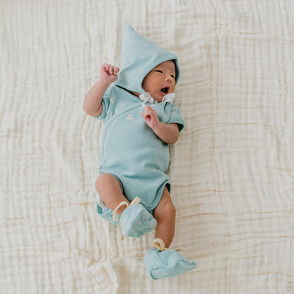 Baby Organic Kimono Romper in Leaf Print by Le Petit Society — image 8