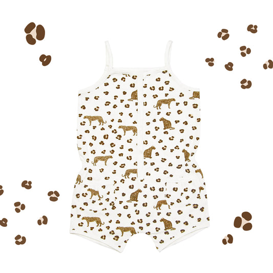 Girls Safari Jumpsuit in Leopard Print by Le Petit Society