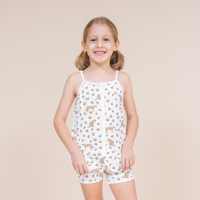 Girls Safari Jumpsuit in Leopard Print by Le Petit Society — image 2