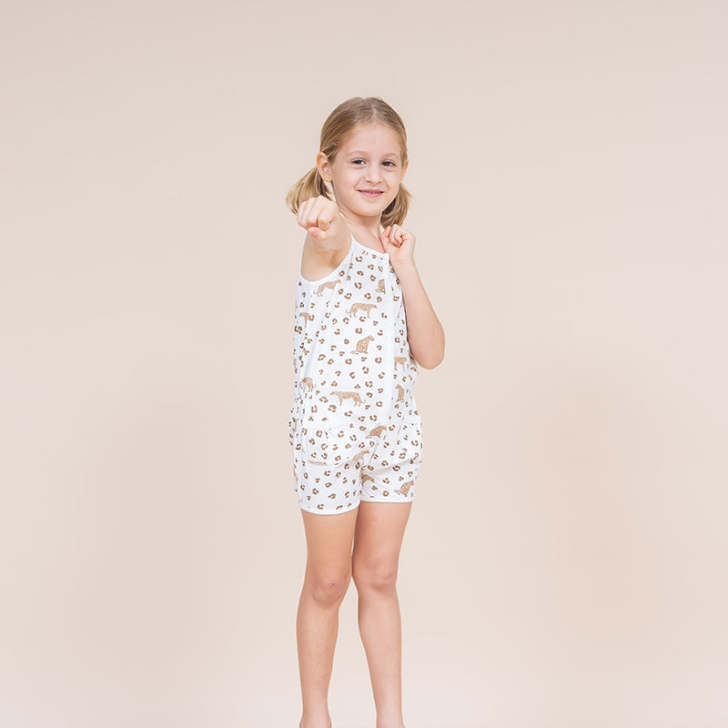 Girls Safari Jumpsuit in Leopard Print by Le Petit Society — image 3