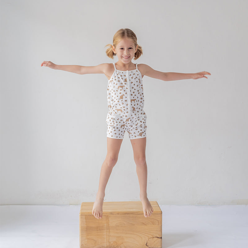 Girls Safari Jumpsuit in Leopard Print by Le Petit Society — image 4