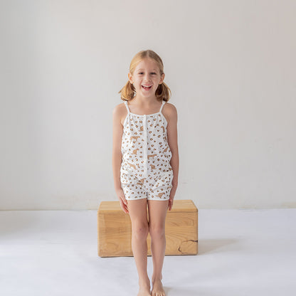 Girls Safari Jumpsuit in Leopard Print by Le Petit Society — image 5